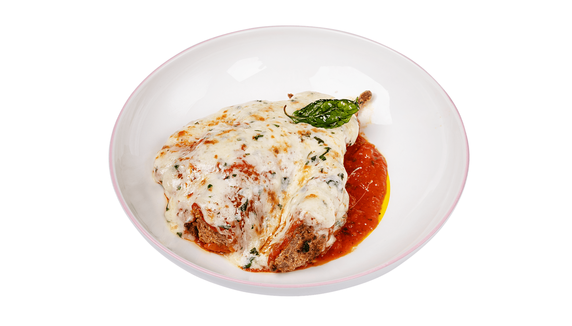 Auberginen Parm mit Marinara, geschmolzenem Käse und Basilikum Pesto bei TAMTAM Hamburg